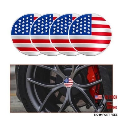 4PCS American Flag Car Wheel Hub Center Cap Sticker, 56mm 2.2'' USA Flag Style E