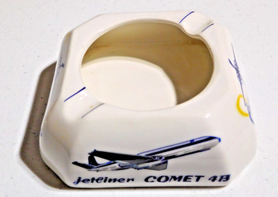 Vintage Olympic Airways Ceramic Titano Ashy Tray Jetliner Comet 4B 4 3/4''