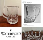 New/Vintage Signed WATERFORD Crystal Lismore 32 oz. Martini/Cocktail Pitcher Jug