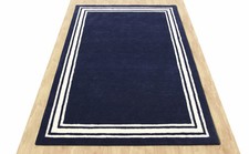 Styles Borderless  Navy Blue Handmade Modern Style Woolen Area Rug Carpet