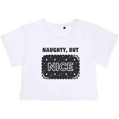 ''Naughty But Nice'' Damen Baumwolle Crop Tops (CO062907)