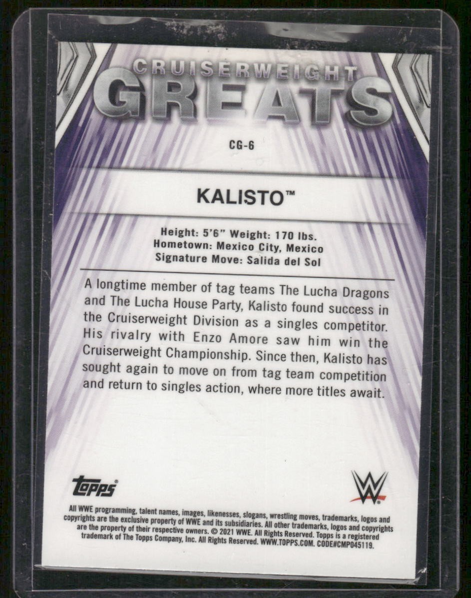 Kalisto 2021 TOPPS Chrome WWE In Person on Card Auto Autograph #CG-6 view 2
