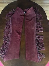 Vintage Western Burgundy Rouge Leather Women  s Chaps Waist:30-32 Length:31-32
