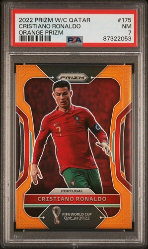 PSA 7: 2022 Panini Prizm World Cup Qatar #175 Orange - Cristiano Ronaldo /25