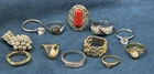 Vintage To Modern Ring Lot 10 PCS Silver & Gold Tone Costume Jewelry CZ Solitare