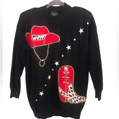Vintage Clara Dee Hat and Boot Gem Sweater