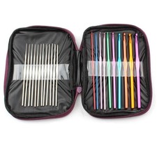 22pcs Aluminum Crochet Hooks Needles Knit Set  Multi-Color Weave Craft Yarn Tool.