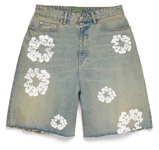 Denim Tears Cotton Wreath Mono Dirty Light Wash Jeans Shorts Size 42 Authentic
