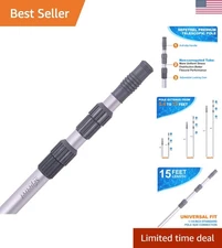 Universal Fit Telescoping Pool Pole - Adjustable 3.4 to 15 Feet for Easy Use