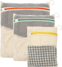 Wäschebeutel Aus Baumwolle, 3Er-Set, Wäschenetz Mit Reißverschluss, 30X20/40X30/