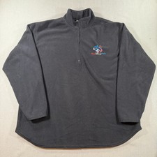 VTG Walt Disney World Fleece Jacket Mens XL Black Pullover Windbreaker Zip