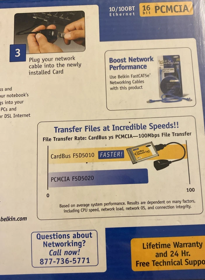 Belkin 100 PCMCIA Modem Combo PC Card Ethernet NEW - Image 4 of 4