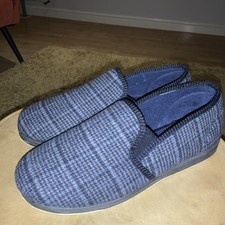 Pantofole uomo B/N Pavers blu a quadri, taglia 9 Eur 43