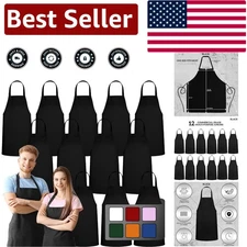 12 Pack Unisex Black Bib Aprons - Machine Washable for Chefs and Home Cooks