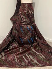Burgundy Green Gold Black Metallic Brocade Organza Fabric 58” Width Sold By Yard