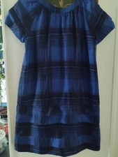 Maje T1 36 Jolie Robe En Soie Bleu Et Noir Tbe