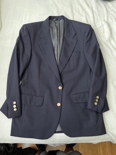 Burberry's Vintage Blazer Mens Navy Blue Gold Buttons Wool