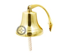 Brass Large Ship's Wall  Hanging Bell Brass With Bracket  Lanyard Best 8 Inch