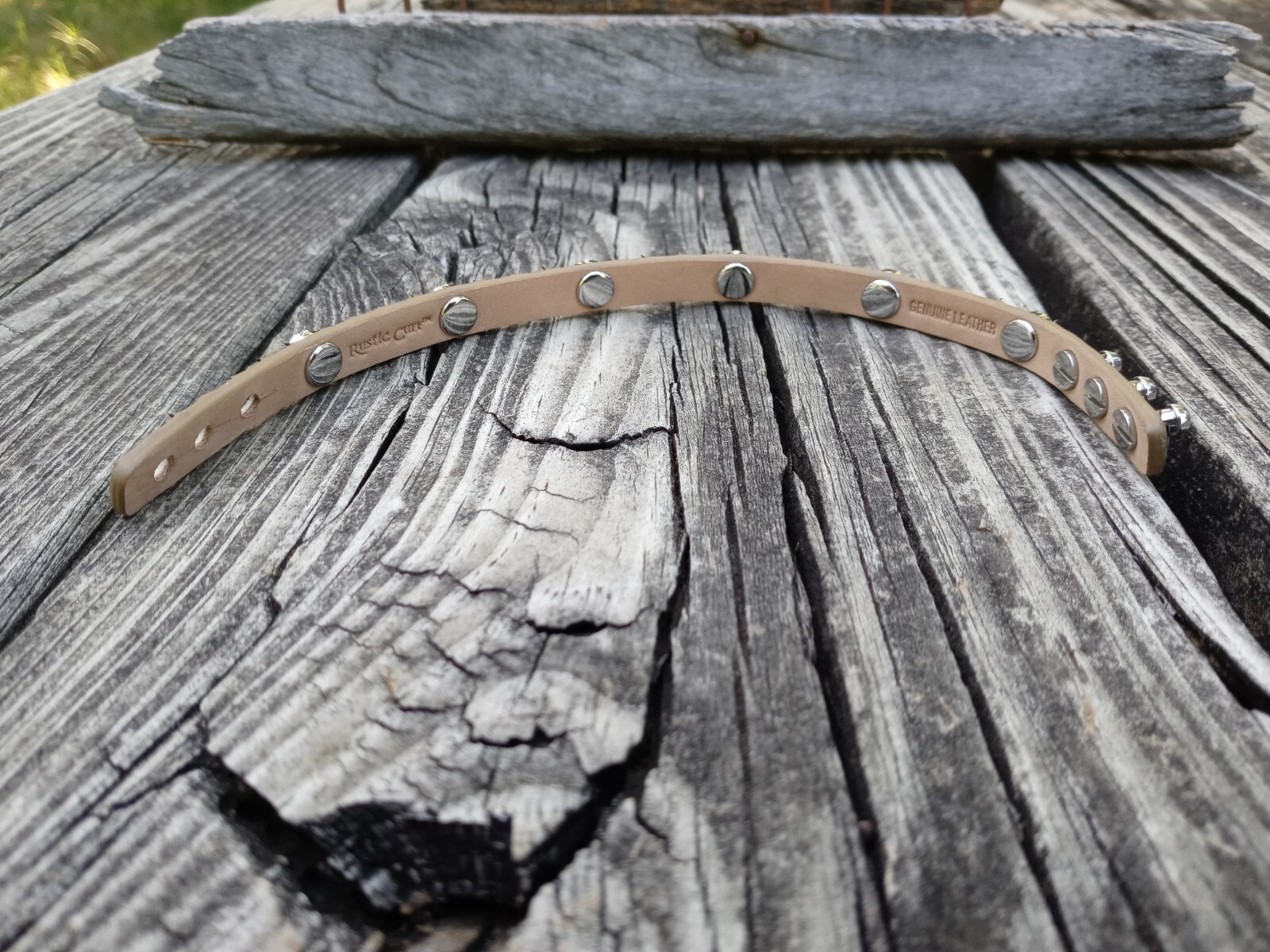 Rustic Cuff Bracelet Olive Green Python Leather W… - image 9