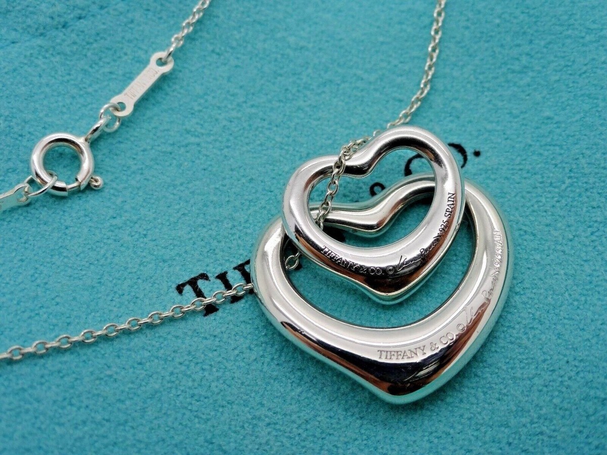 Tiffany & Co. Elsa Peretti Sterling Silver Two Open Hearts Pendant