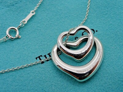 Tiffany & Co. Elsa Peretti Sterling Silver Two Open Hearts Pendant