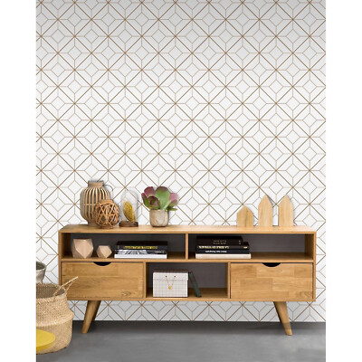 Geometric Arka Plan Deseni Removable wallpaper golden and white wall mural