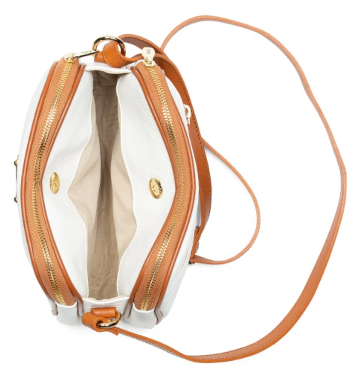 Bandolera VALENTINA Hecha en Italia Cuero Guijarro Triple Entrada Blanca Precio de venta sugerido por el fabricante 199,99 USD Foto 3 de 4