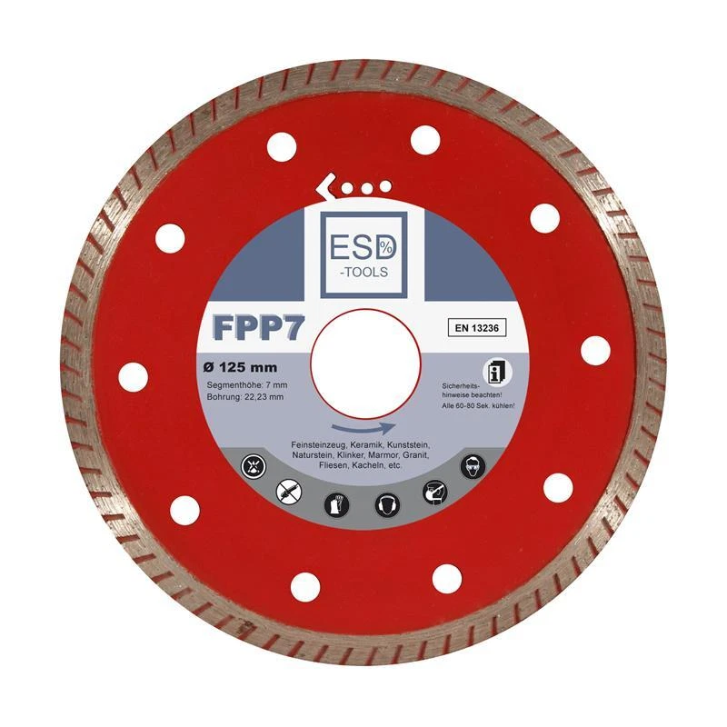 ESD TOOLS Diamanttrennscheibe Fliese Premium 125 Diamantscheibe Natustein Feinsteinzeug