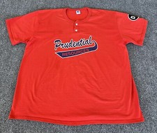 Russell Athletic VTG T Shirt Henley Red Blue Patch Baseball Softball USA 2XL