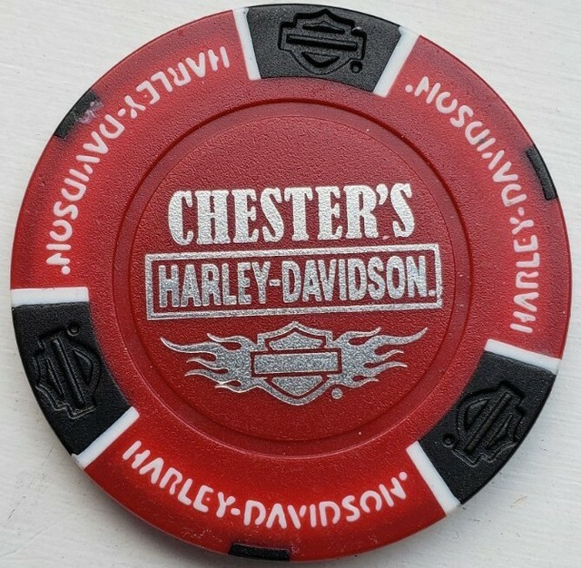 Harley Davidson Poker Chip Chester's Mesa Arizona Red & Black eBay