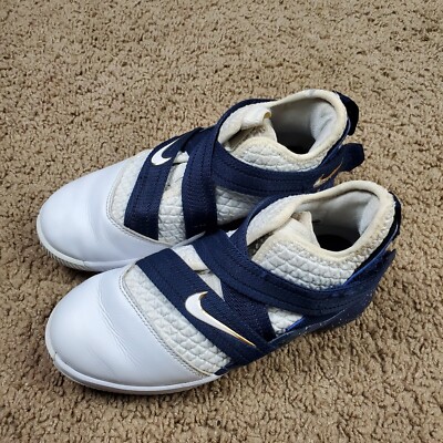 Nike LeBron Soldier XII Shoes Boy's 1Y White Blue Sneakers