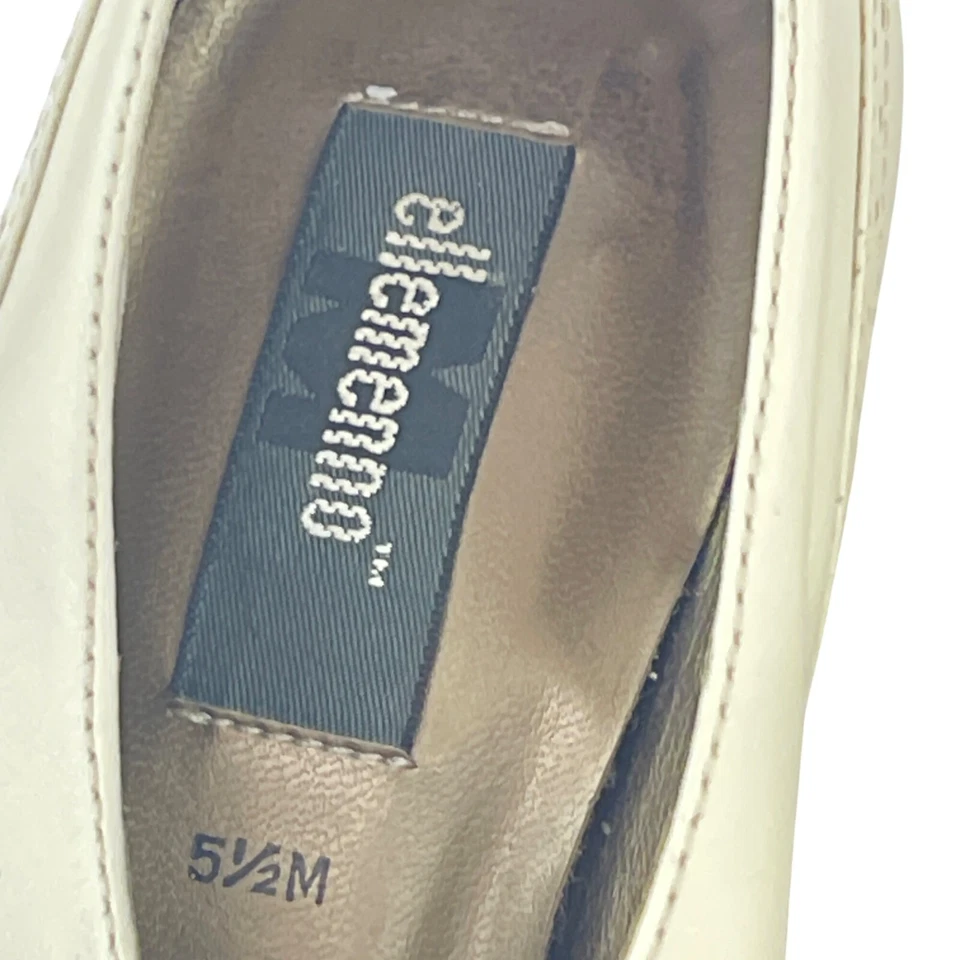 Zapatos Oxford Elemento Años 70 Años 80 Mujer Vintage 5.5M Cuero Beige Hechos De Colección Foto 4 de 4