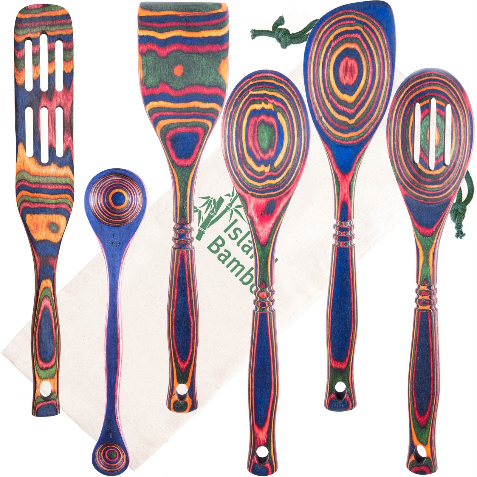 Pakkawood 6-Piece Utensil Set - Elegant Kitchen Spoon, Slotted Spoon, Corner ...