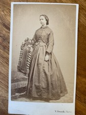 Photo Carte CDV Portrait femme robe mode 1860 Victor Franck  St Die des Vosges