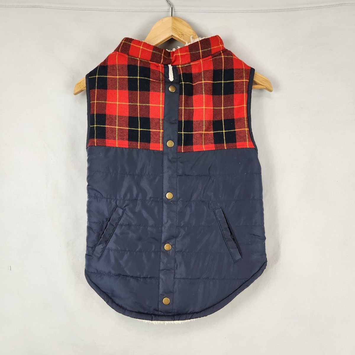 Dog Puffer Jacket Vest XXXL Buffalo Check Plaid Red Blue Bond Co
