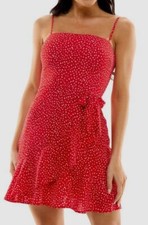City Studios Women's Junior's Red Faux-Wrap Fit & Flare Dress Size 0