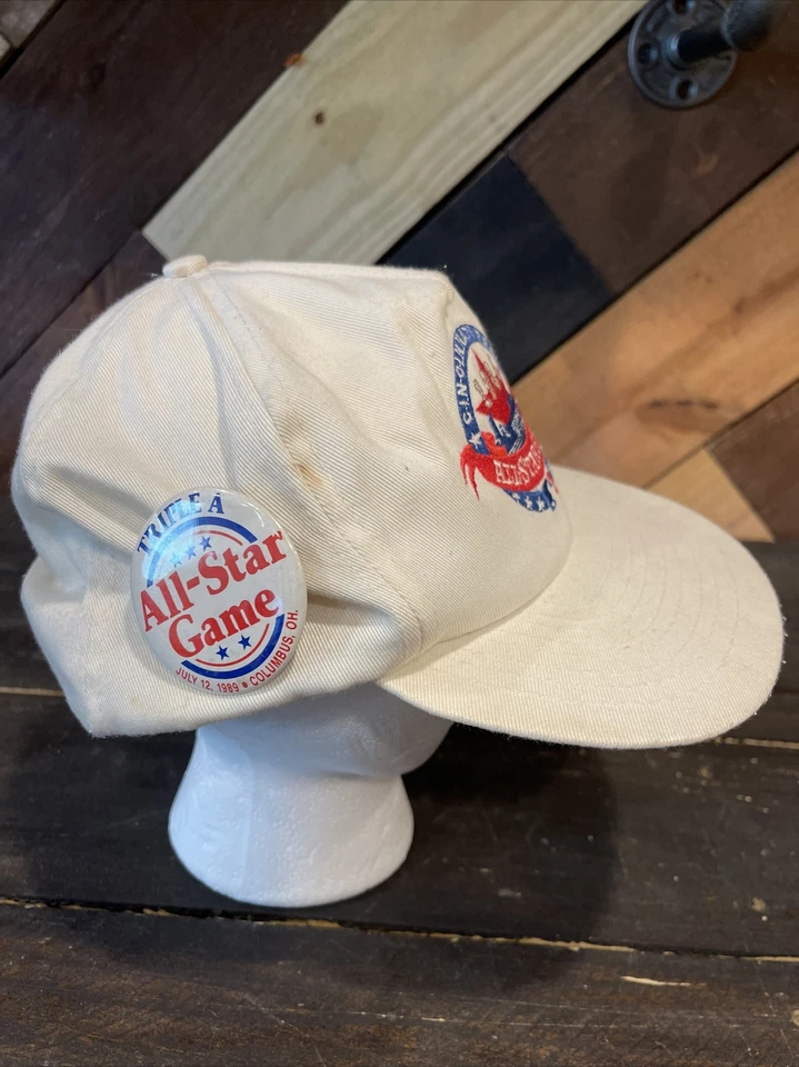 Cincinnati 1988 MLB All-Star Game Cap Snap Back Cincy Baseball Reds White W/ Pin - Image 2 of 4