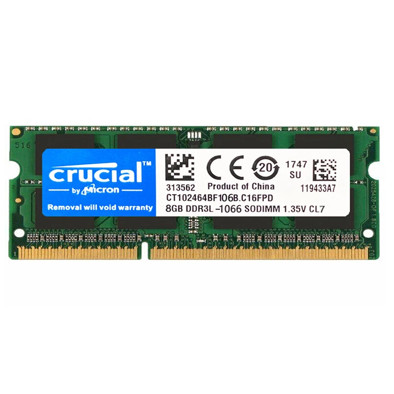 CRUCIAL DDR3 DDR3L 4GB 8GB 16GB 1600 1333 1066 Laptop Memoria RAM SODIMM 204 Pines Foto 3 de 4