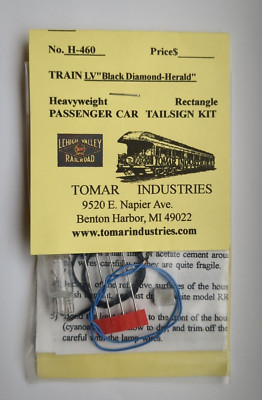 HO scale TOMAR INDUSTRIES #460   LV  ''Black Diamond'' Passenger Car Tailsign  Kit