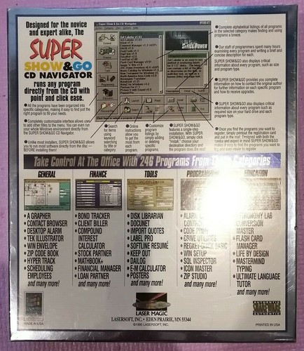Vintage Power Office CD ROM Software Laser Magic 1995 Windows 95, 246 Programs - Picture 2 of 6