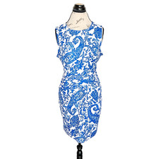 Womens Dress Sz XL Blue White Paisley Mini Coastal Cow Girl Beachy Retro Cottage