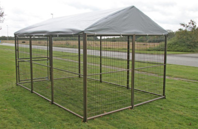 Outdoor Hundezwinger Hundegehege Hundehütte Überdacht Freilaufgehege 3,6x2,4m
