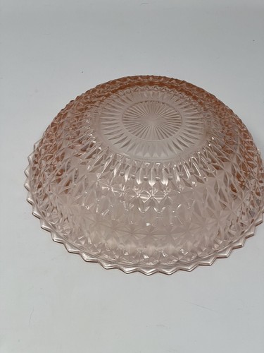 Vintage Jeannette Pink Depression Glass Cut Diamond Pattern 8.5" Across 3" Tall - Picture 2 of 3