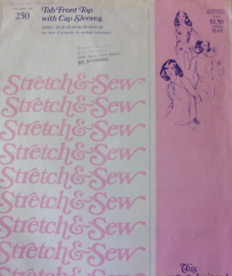 Stretch & Sew Pattern 250  Size 28-44 Tab Front Top With Cap Sleeves