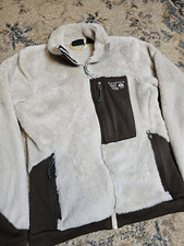 Women's Mountain Hardwear Fleece Jacket Small Beige Brown Fur Full Zip Hiking