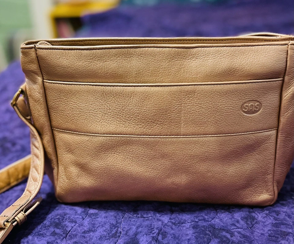 SAS Leather Metallic Bronze Shoulder Handbag Crossbody Perfect Used Condition - Image 2 of 4