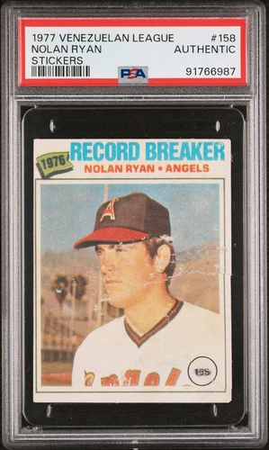 1977 Venezuelan League Stickers 158 Nolan Ryan - PSA Authentic