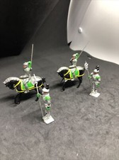 vintage knights mounted lead toy soldiers green  Yellow Horses set of 4