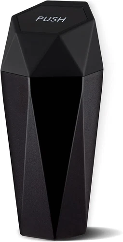 Car Trash Can with Lid, Diamond Design Small Automatic Portable Trash Can, Easy 