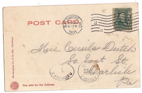 WASHINGTON MONUMENT und BRUNNEN Baltimore Maryland MD S/W Postkarte 1905 UB - Bild 2 von 2